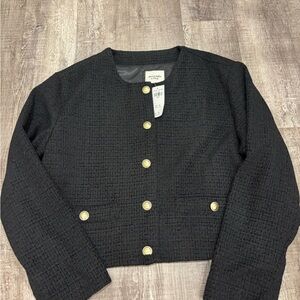 Abercrombie & Fitch Black Textured Blazer with Gold Buttons